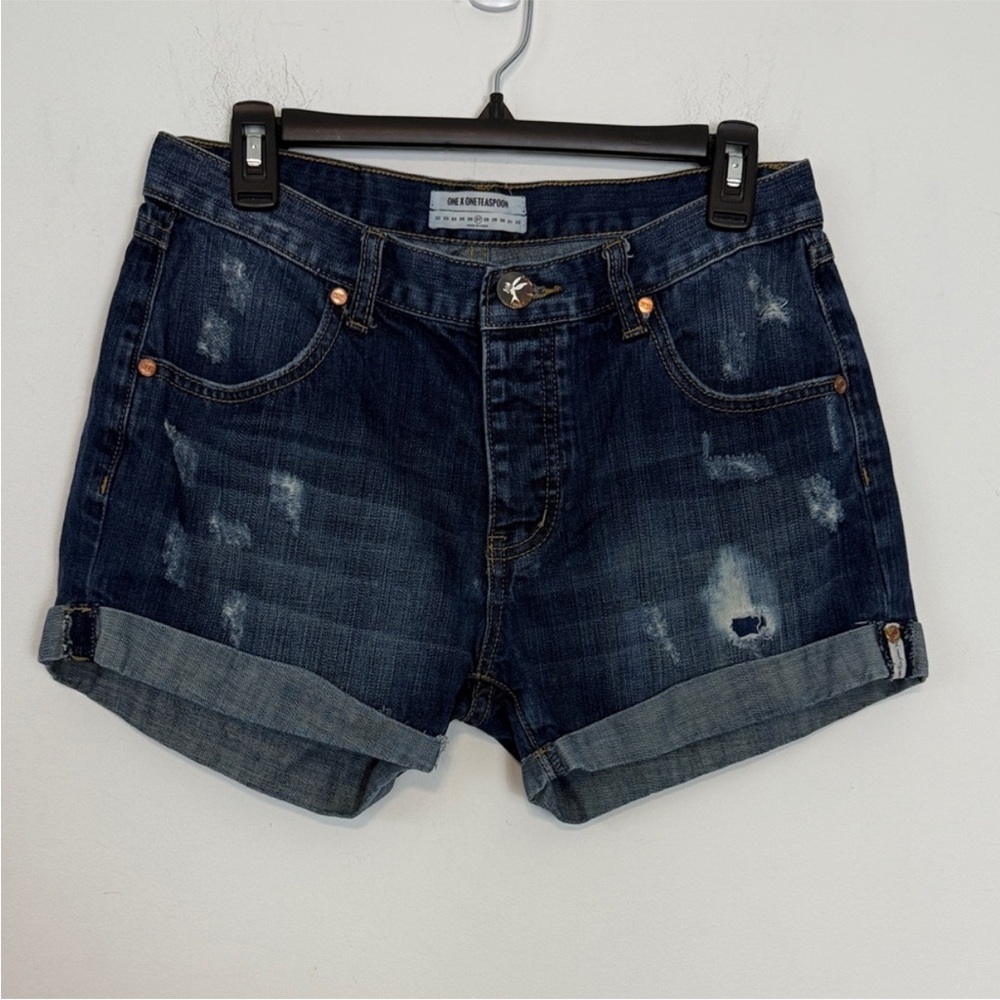 One Teaspoon Chargers Button Fly Distressed Denim/Jean Shorts. Size 27